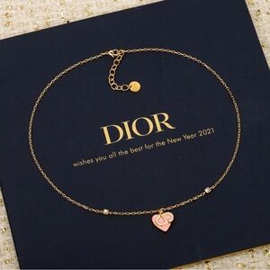 Dior Gold and Pink Heart Necklace